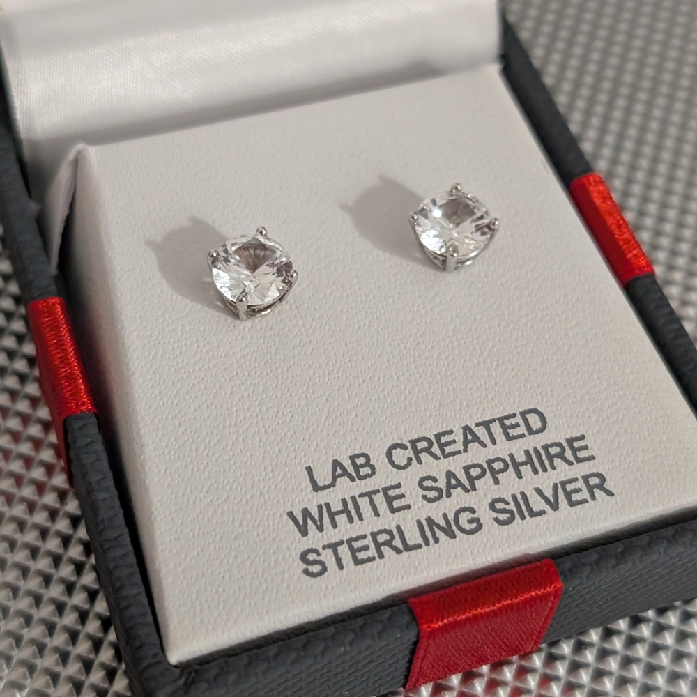 Sterling Silver White Sapphire Stud Earrings
